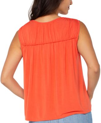 Women's Sleeveless Shirred Detail Knit Top