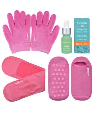 Purecode Moisturizing Gel Collection With Argan Oil, Gloves S-m, Socks 6-9 - Pink