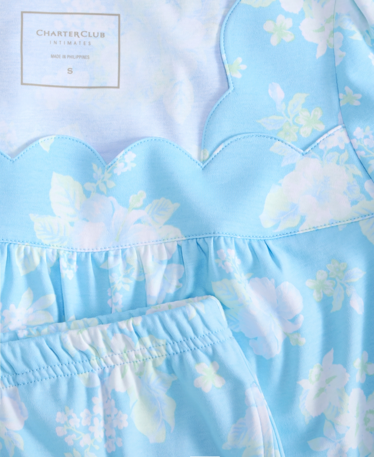 CHARTER CLUB WOMEN'S COTTON SCALLOPED SHORT PAJAMA SET, EXCLUSIVELY AT MACY'S 