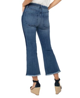 Petite Gia Glider Frayed-Hem Cropped Flare Jeans