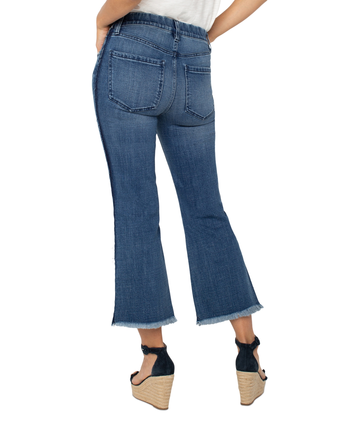 Shop Liverpool Los Angeles Petite Gia Glider Frayed-hem Cropped Flare Jeans