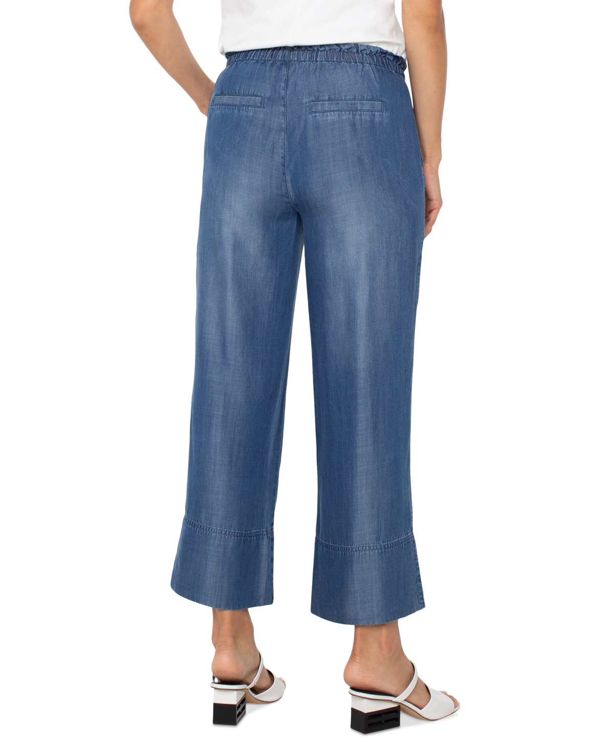 Liverpool Los Angeles Trendy Plus Size Chambray Pull-on Cropped Pants