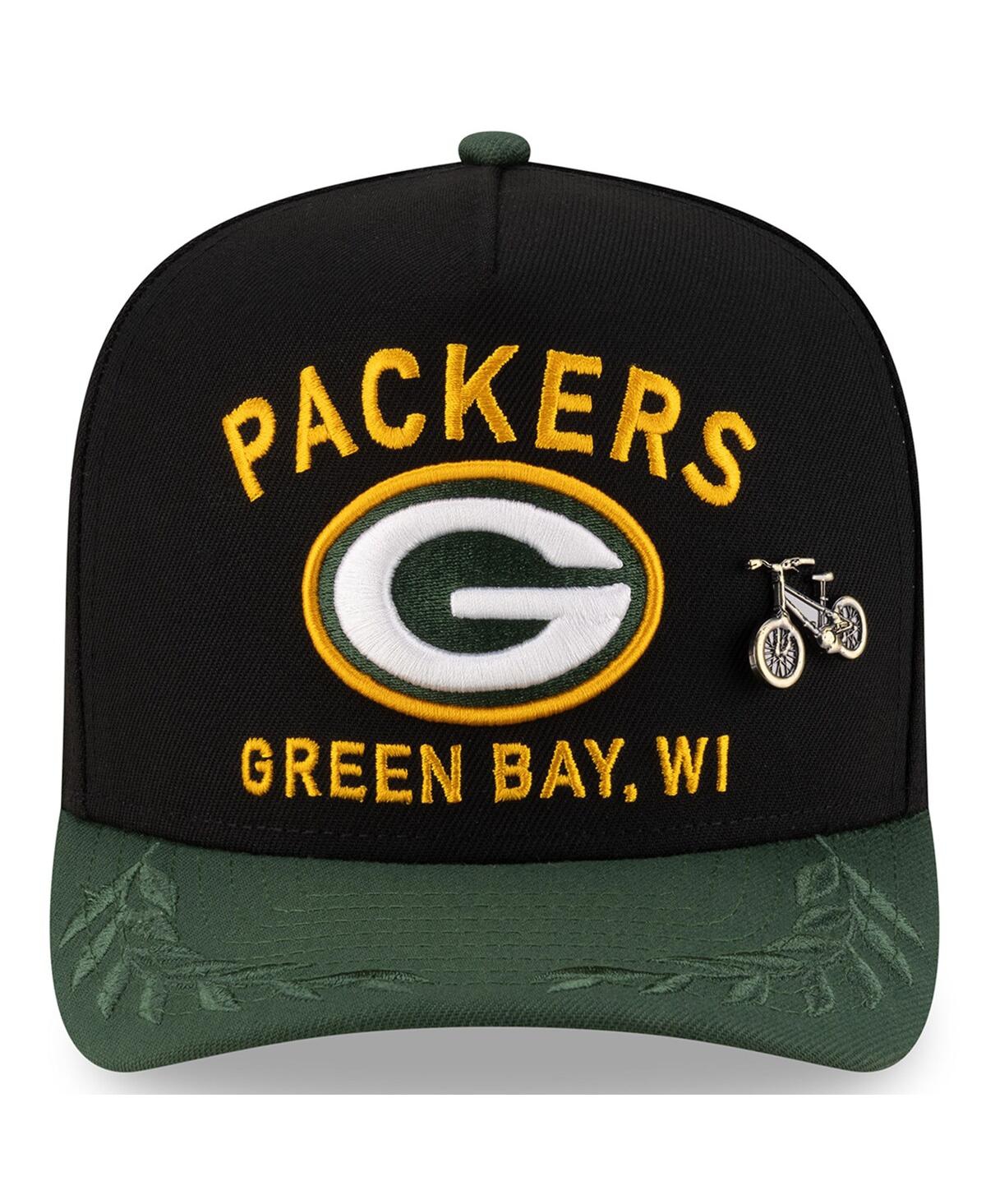 New Era Men's Black/green Green Bay Packers 2025 Nfl Draft On Stage A-frame 59fifty Fitted Hat In Black,green