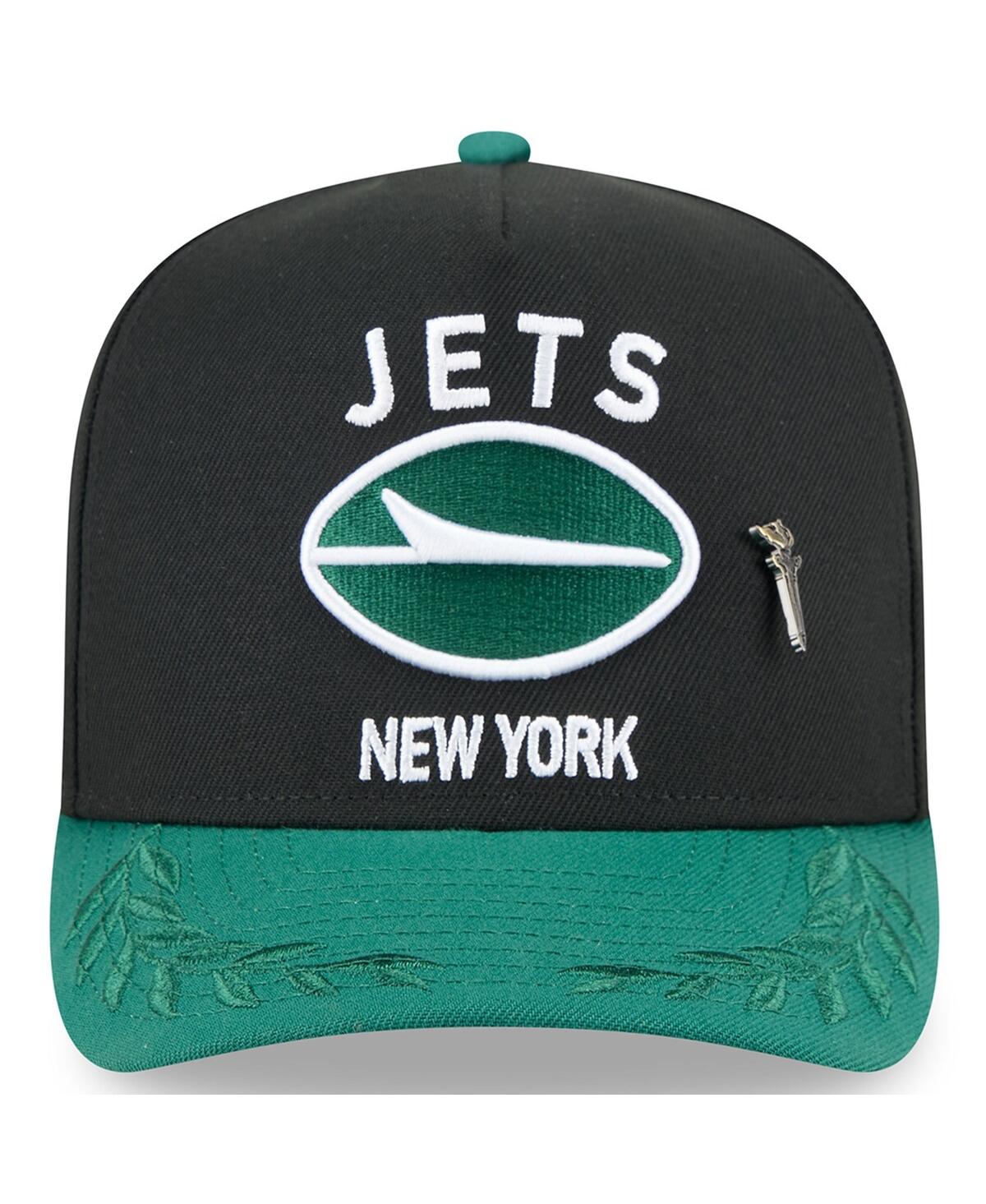 Shop New Era Men's Black/green New York Jets 2025 Nfl Draft On Stage A-frame 59fifty Fitted Hat In Black,green