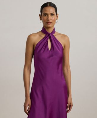 Lauren Ralph Lauren Women's Charmeuse Halter Cocktail Dress