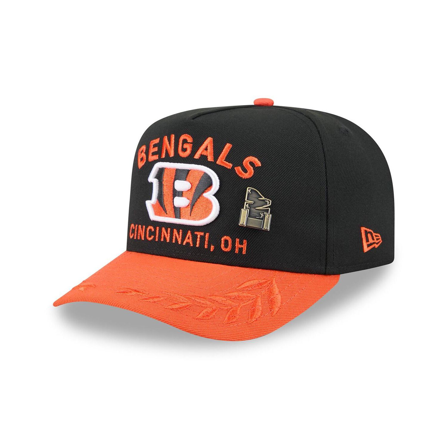 Men's Black/Orange Cincinnati Bengals 2025 NFL Draft On Stage A-Frame 59FIFTY Fitted Hat