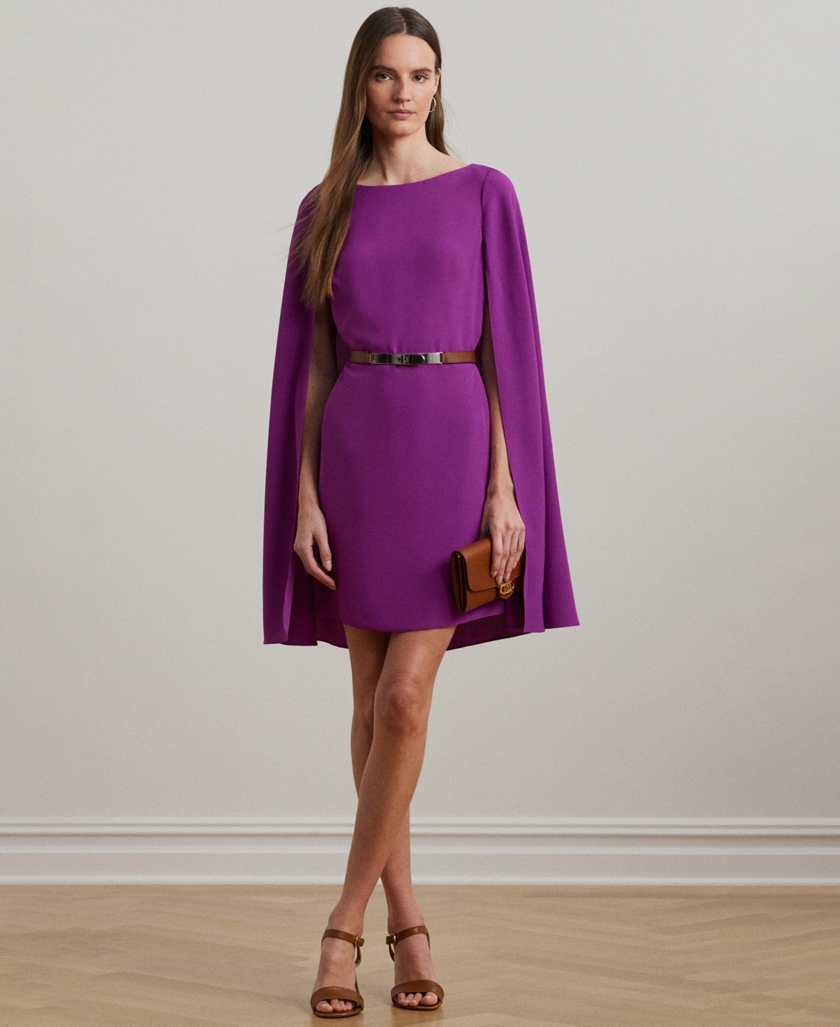 Ralph Lauren Women's Cape Georgette Cocktail Dress