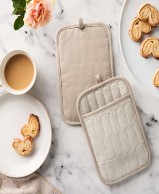 Honeycomb Quilted Chambray Pot Holder Set, 7" x 10"