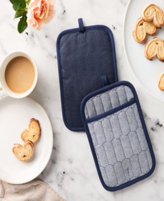 Honeycomb Quilted Chambray Pot Holder Set, 7" x 10"