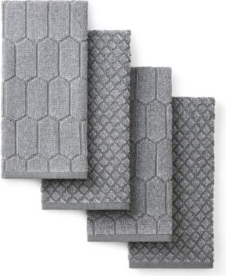 Honeycomb Chambray Textured Cotton Kitchen Towel Set, 16" x 28"