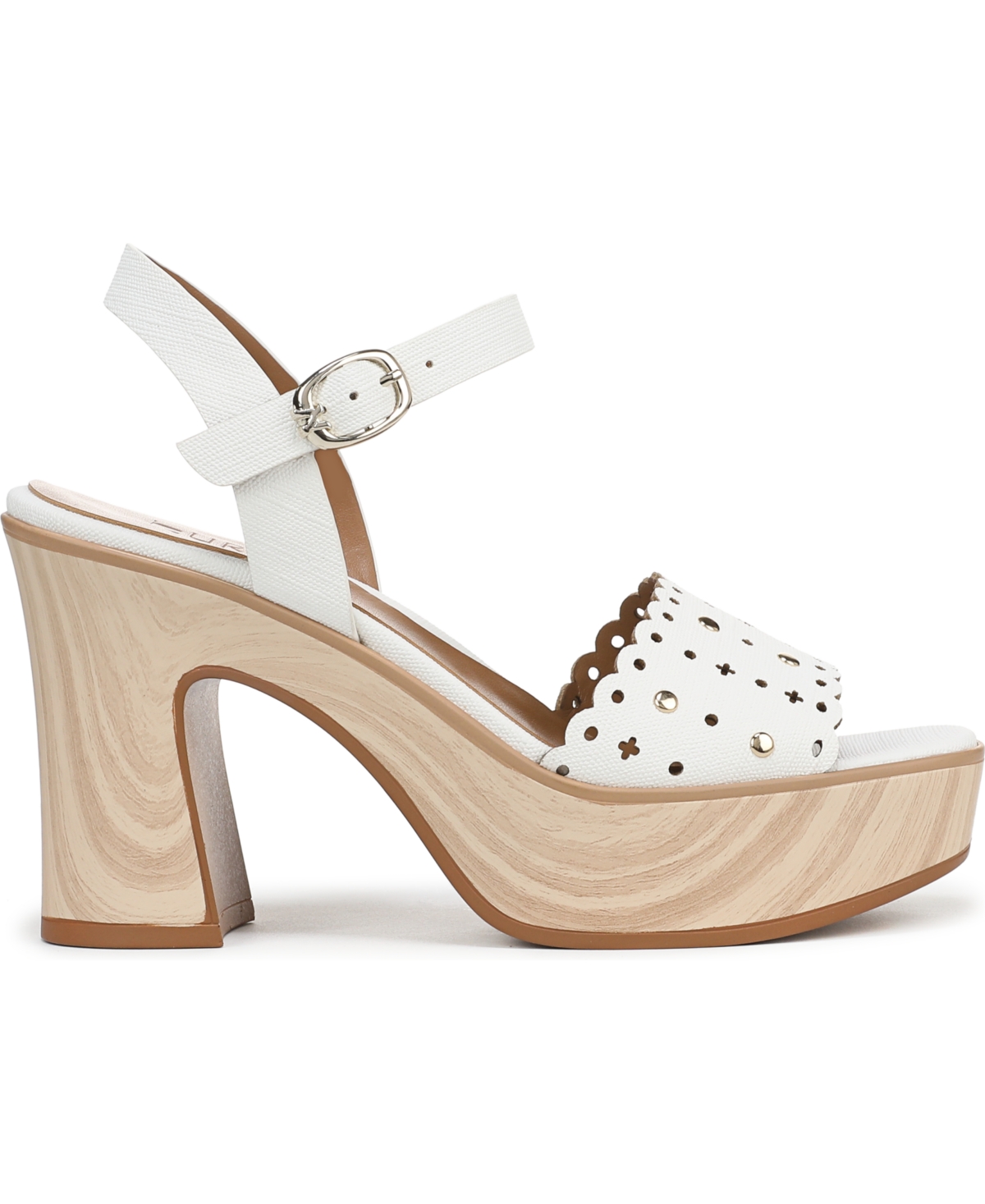 Naturalizer Women's Kira Block Heel Square Toe Platform Sandals In White Faux Leather