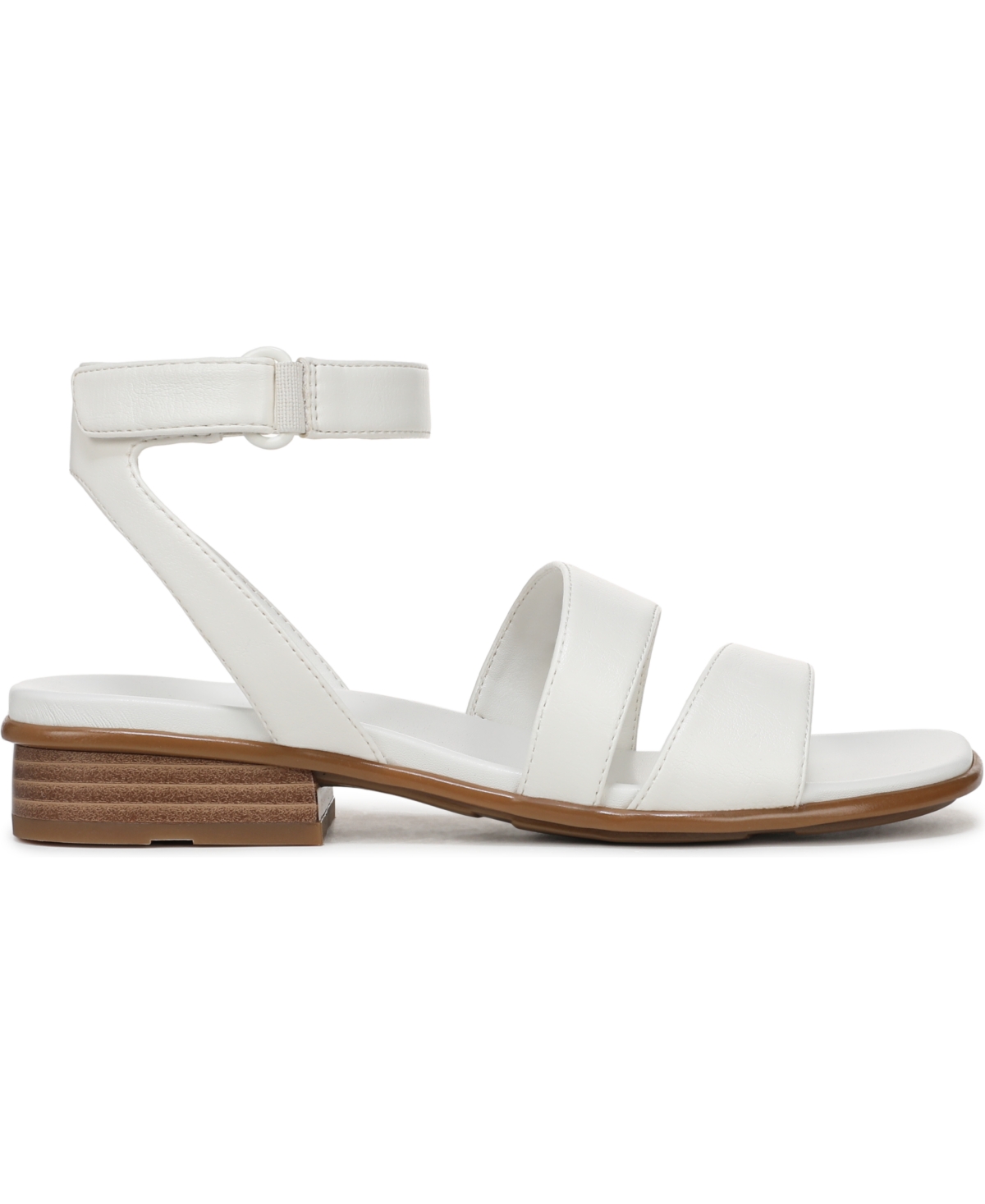 Naturalizer Women's Effie Square Toe Block Heel Flat Sandals In White Faux Leather