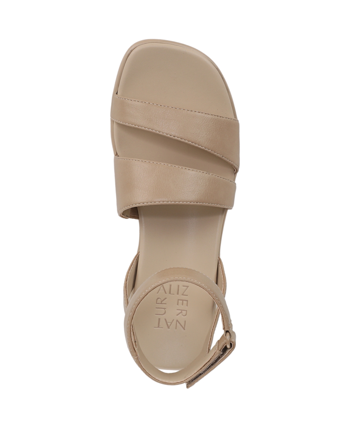 Naturalizer Women's Effie Square Toe Block Heel Flat Sandals In Tan Faux Leather