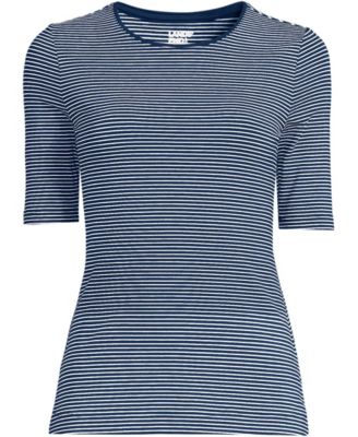 Women's Lightweight Jersey Skimming Elbow Sleeve Crew Neck T-shirt