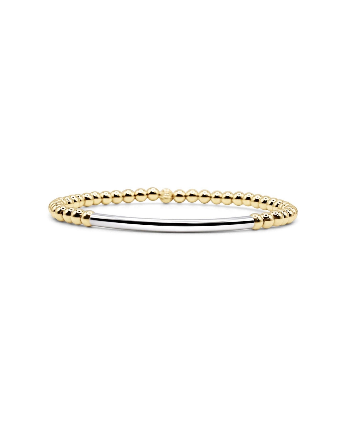 Non-Tarnishing 4mm Gold Filled Ball and Sterling Silver Tube Stretch Bracelet