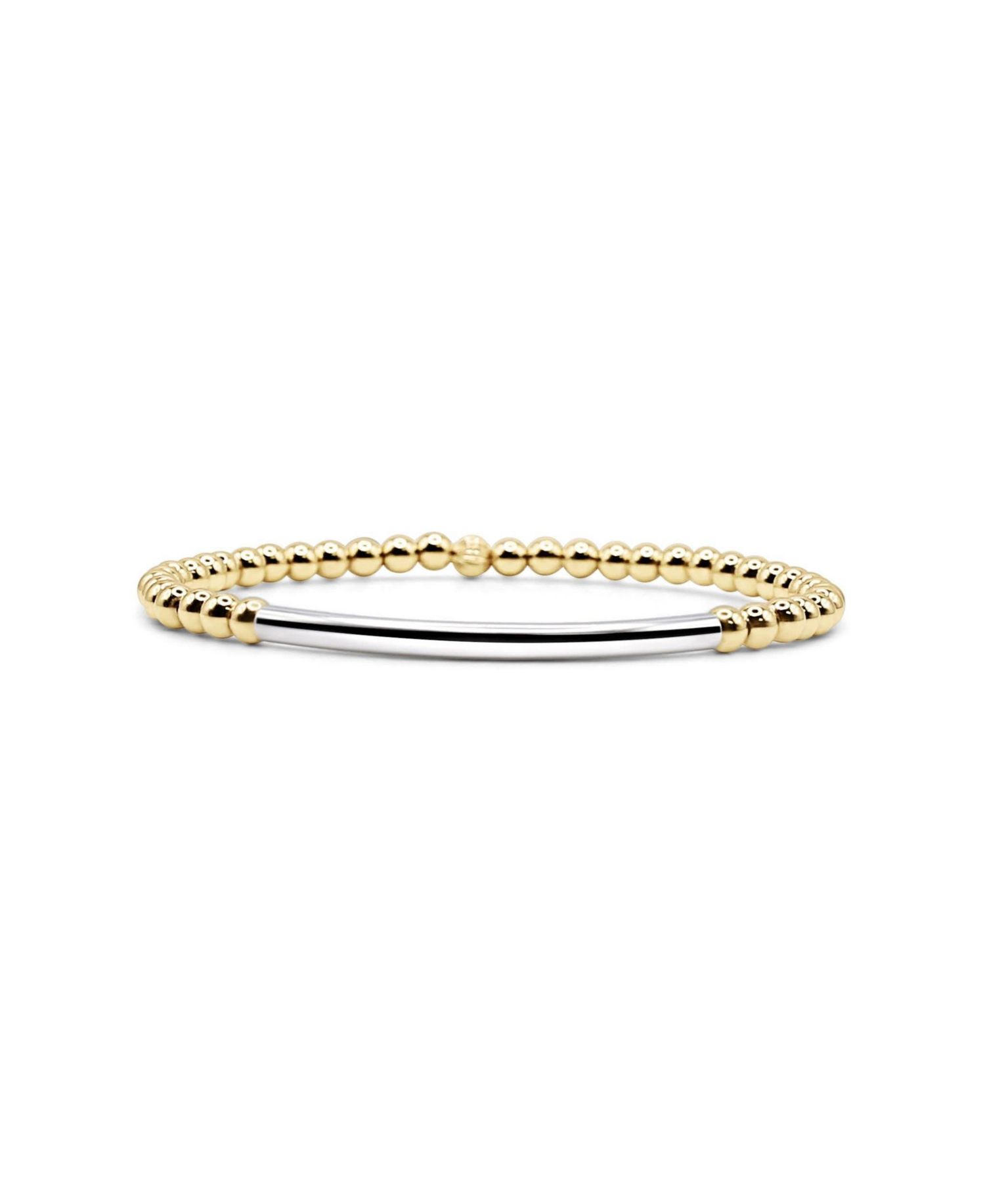 4mm Gold Filled Ball and Sterling Silver Tube Stretch Bracelet