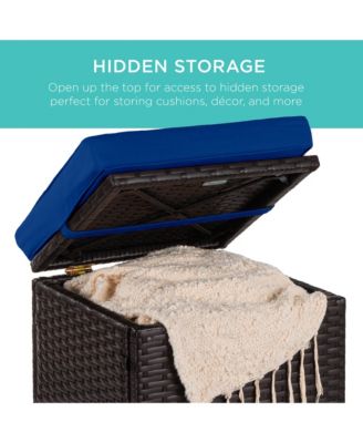 Set of 2 Wicker Ottomans, Multipurpose Furniture w/ Removable Cushions, Steel Frame