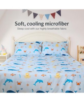 4 PC Full Sheet Set Soft Microfiber, Wrinkle-Free, Machine Washable, Toddler Bedding for Girls, Boys, Teens