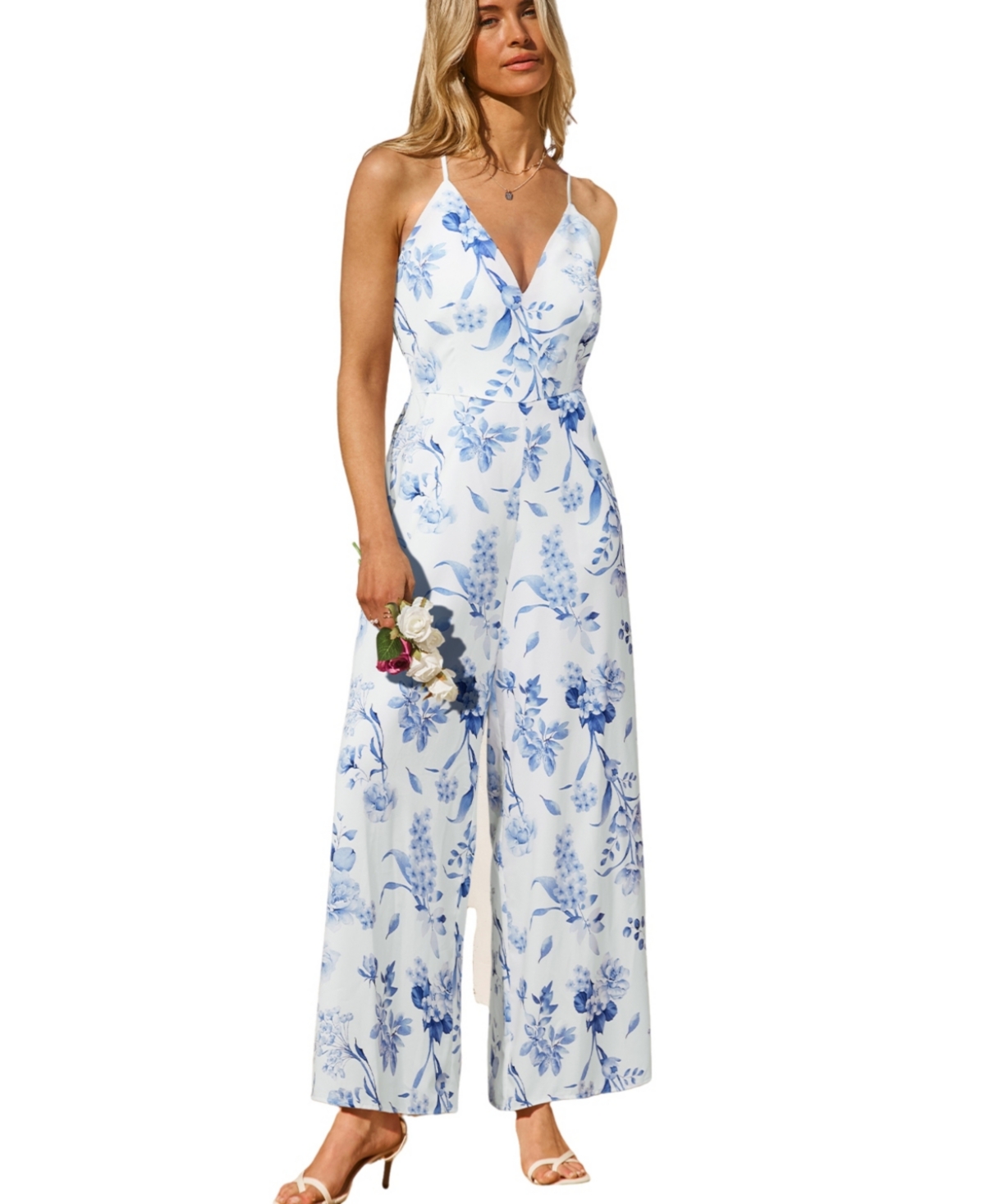 Women's Icy Blooms Floral Jumpsuit - White