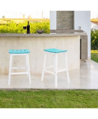 Set of 2 Height Bar Stools, HDPE Barstools for Patio, Kitchen Island & Outdoor Use