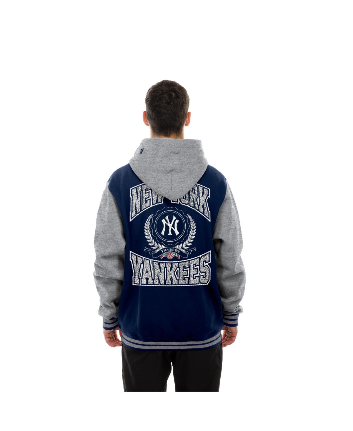 NEW ERA MEN'S NAVY NEW YORK YANKEES THROWBACK PREP FULL-SNAP HOODIE JACKET 