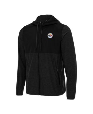 Antigua - Men's Black/Charcoal Pittsburgh Steelers Sway Full-Zip Hoodie