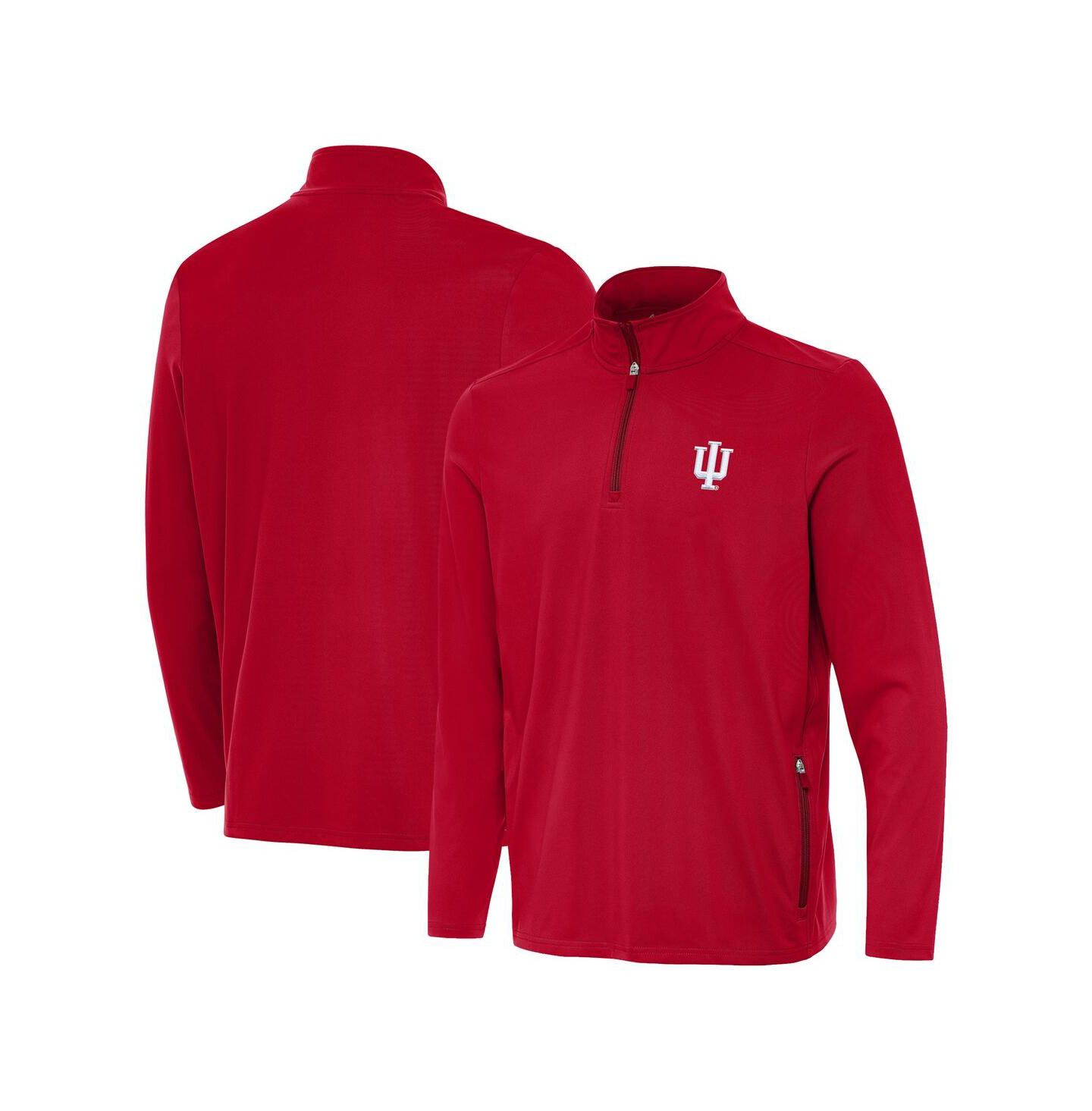 Мужской свитер Antigua Crimson Indiana Hoosiers Perilous Quarter-Zip Pullover Top — фото 1