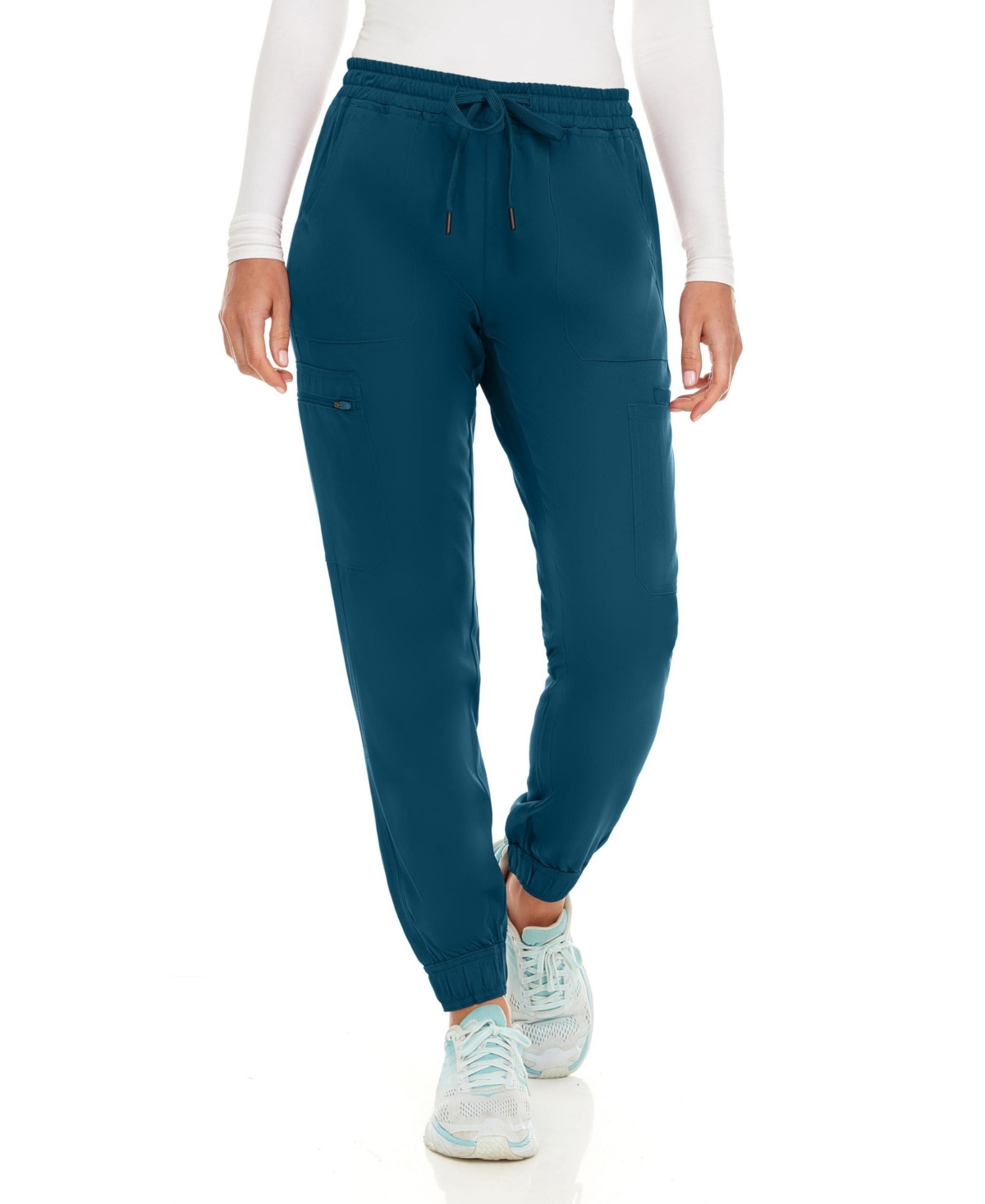 Women's Seven Pocket Cargo Scrub Pants Joggers with 4-Way Stretch - Yellow