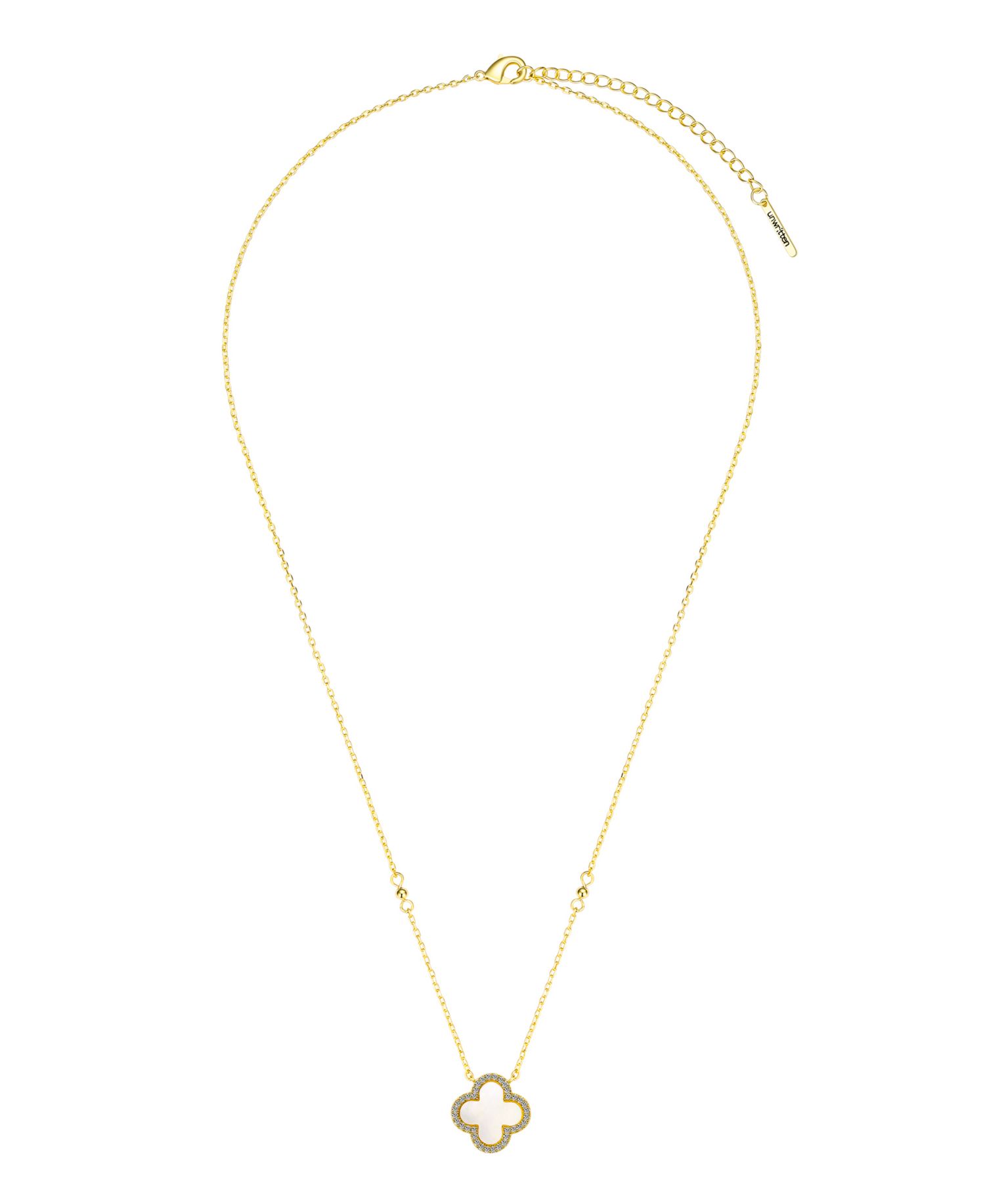 Cubic Zirconia and Mother of Pearl Clover Necklace Set