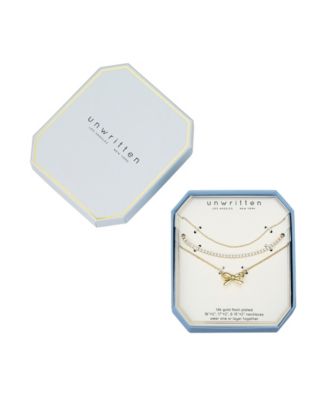 Cubic Zirconia Bow Layered Necklace Set