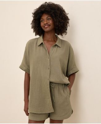 Women's Organic Cotton Coastal Double Gauze Oversized Shirt -