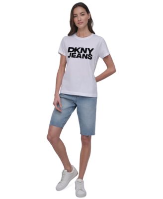 Женская футболка с круглым вырезом и флокированным логотипом DKNY Jeans
