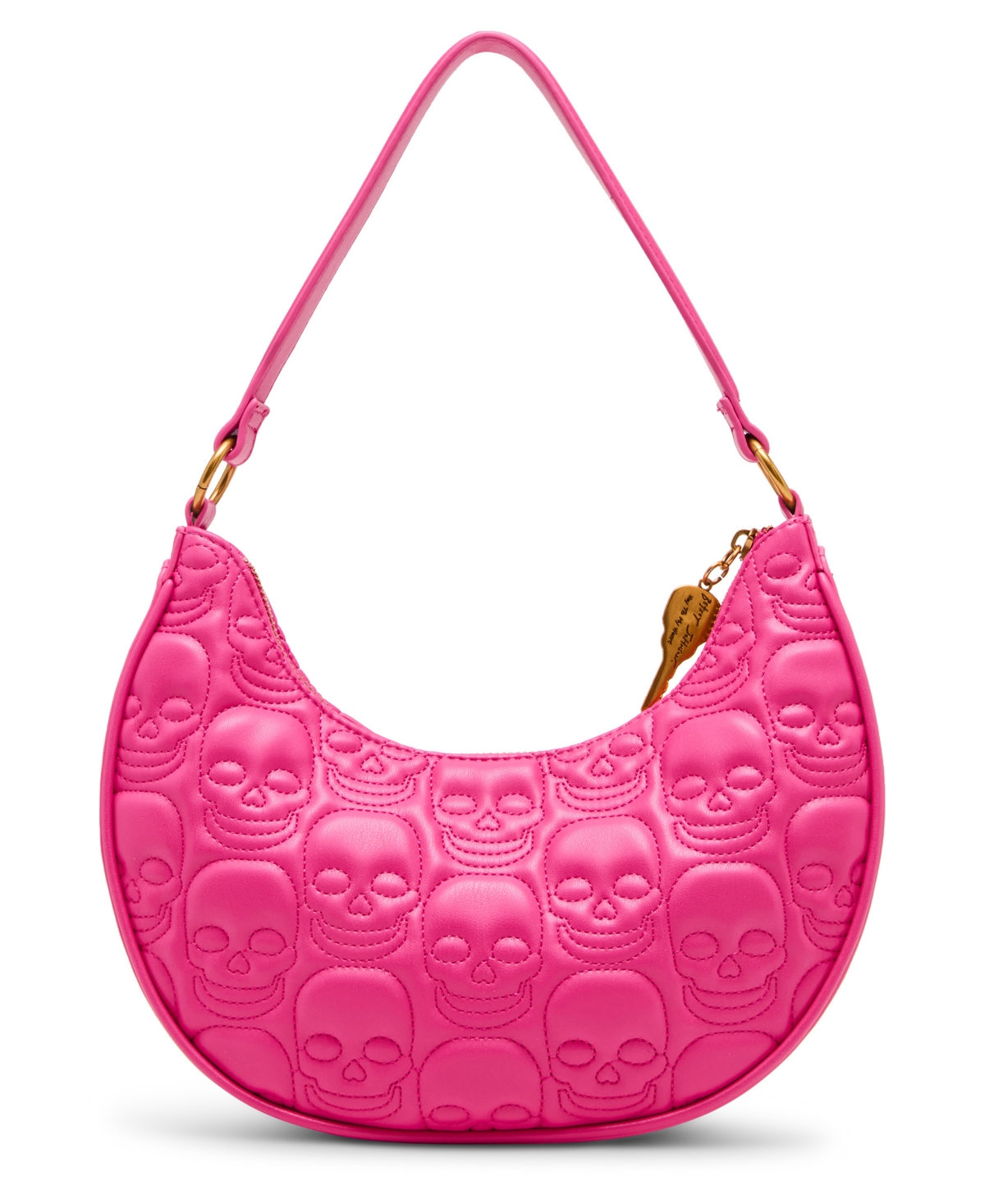 Betsey Johnson Skele-tease Zipper Shoulder Bag In Pink