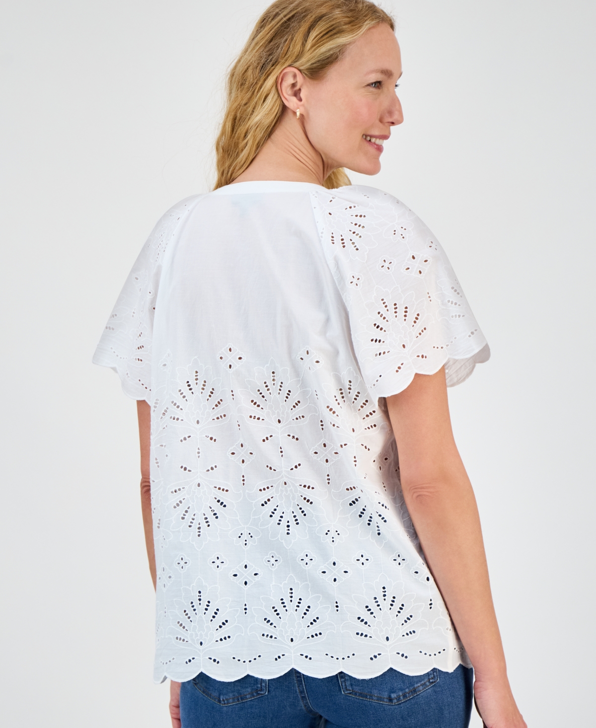 Style & Co Women's Eyelet Cotton Top, Exclusively At Macy's