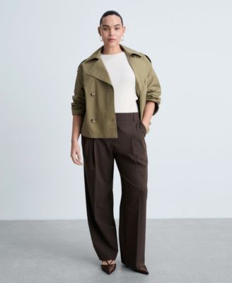 Women's Double-Breasted Cropped Trench Jacket