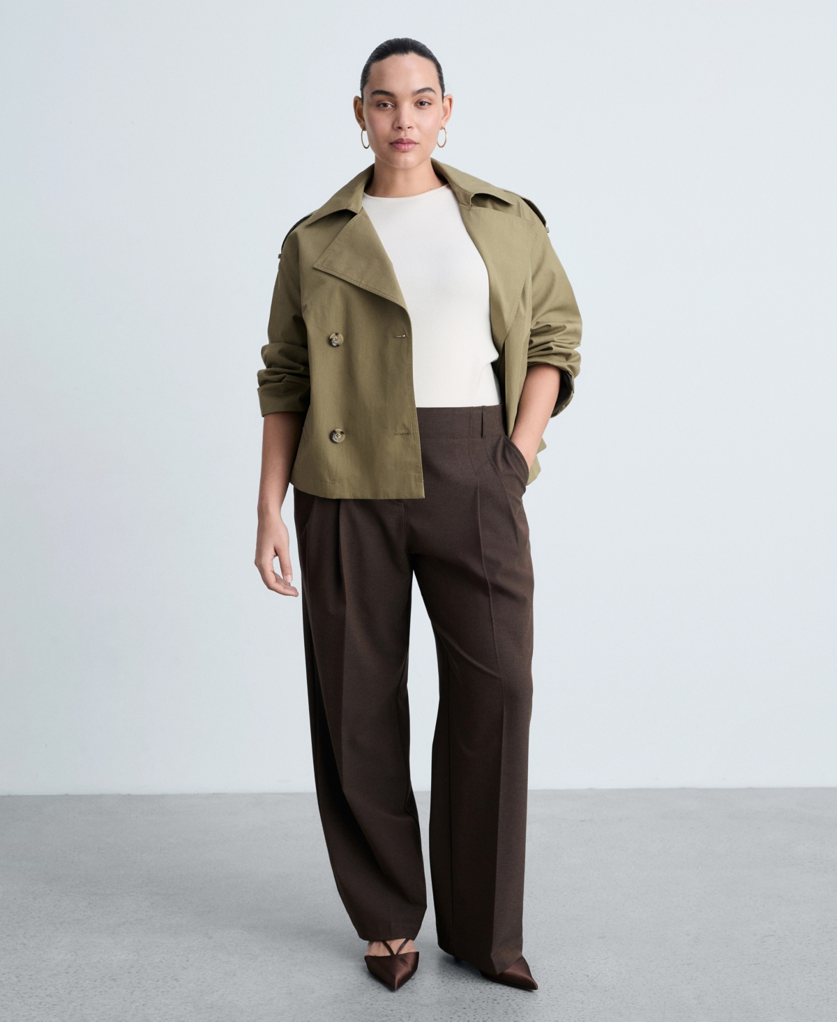 Mango Women's Double-Breasted Cropped Trench Jacket