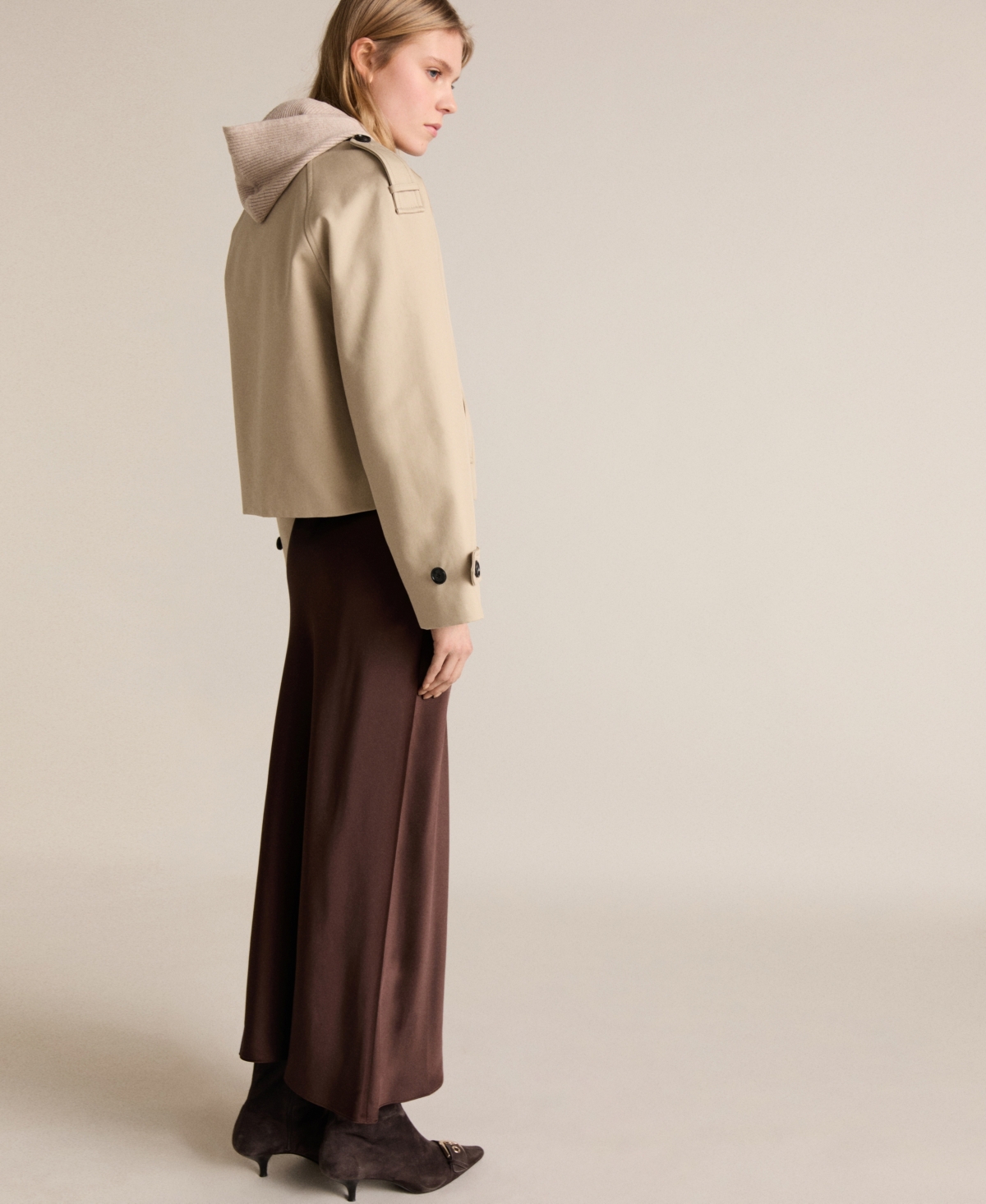 Mango Double Breasted Jacket In Medium Brown