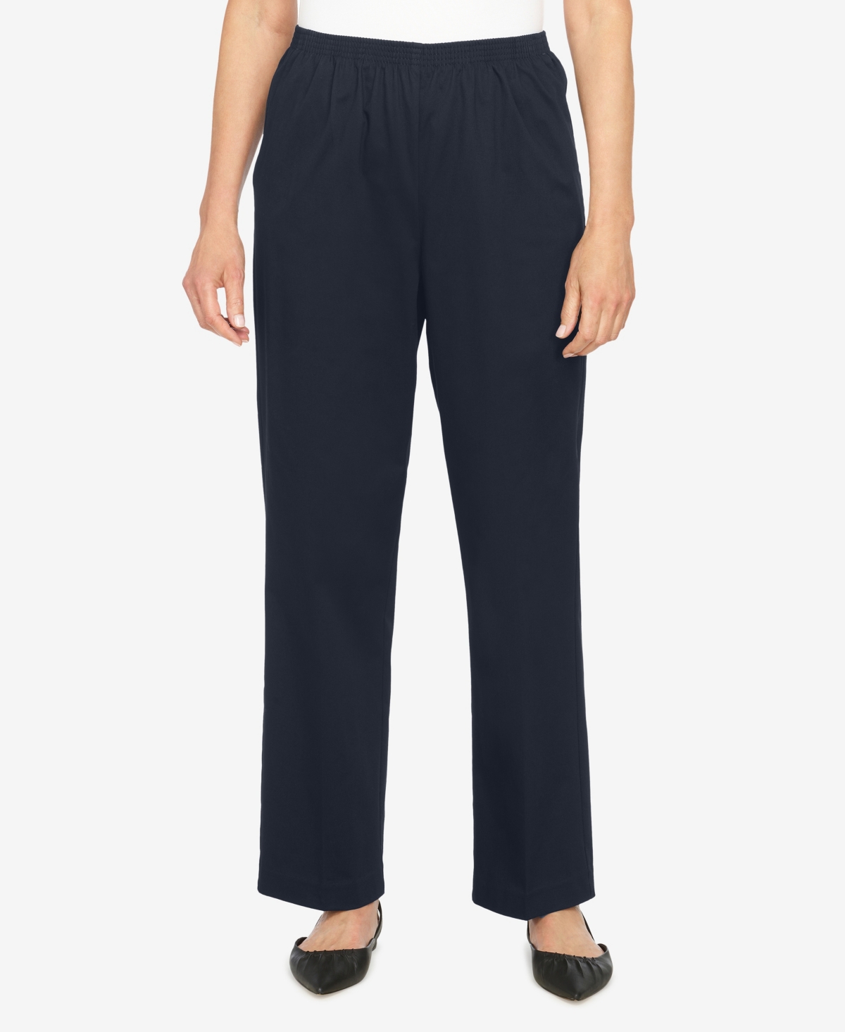 Alfred Dunner Petite Mid-rise Casual Pants In Black
