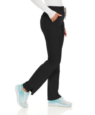 Plus Size Terri Stretch Straight Leg Six Pocket Cargo Scrub Pants, Black, 2X Large