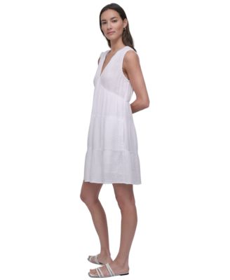 Женское мини-платье из хлопчатобумажной ткани DKNY Jeans без рукавов