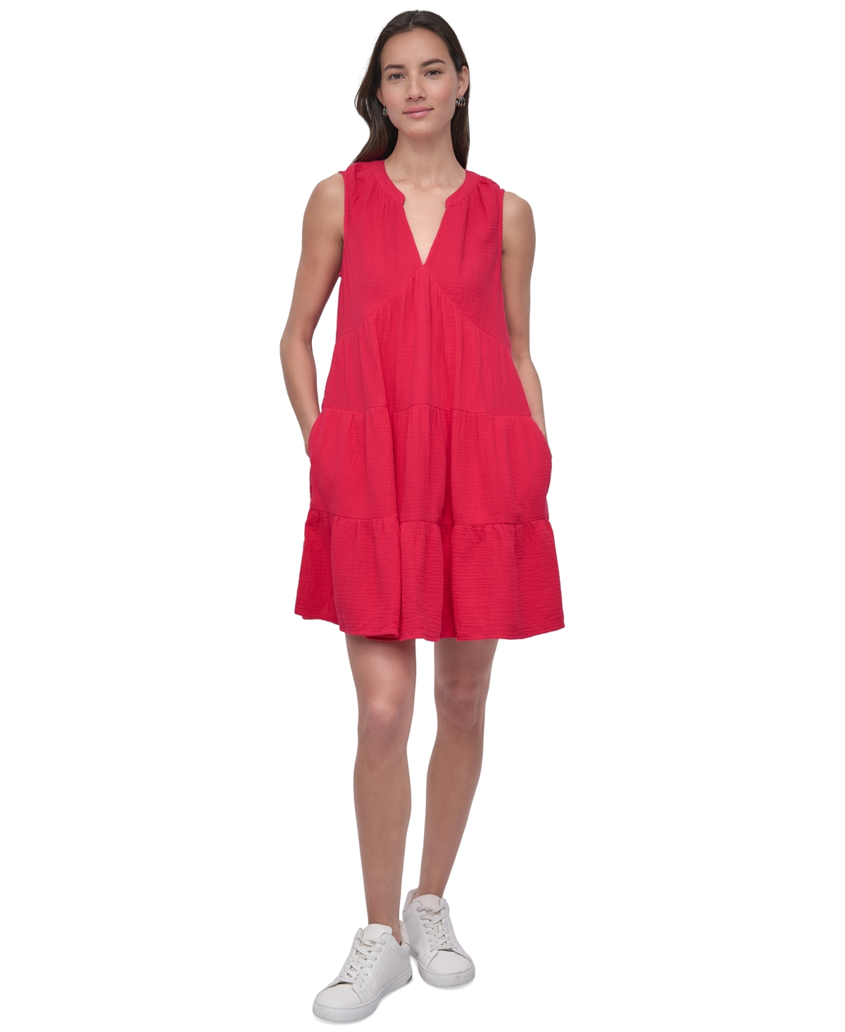 DKNY JEANS WOMEN'S COTTON GAUZE SLEEVELESS MINI DRESS 