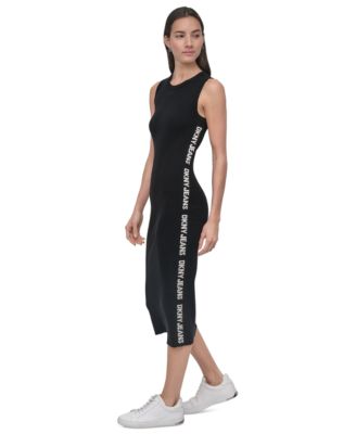 Женское платье-свитер миди в рубчик с логотипом DKNY Jeans для женщин