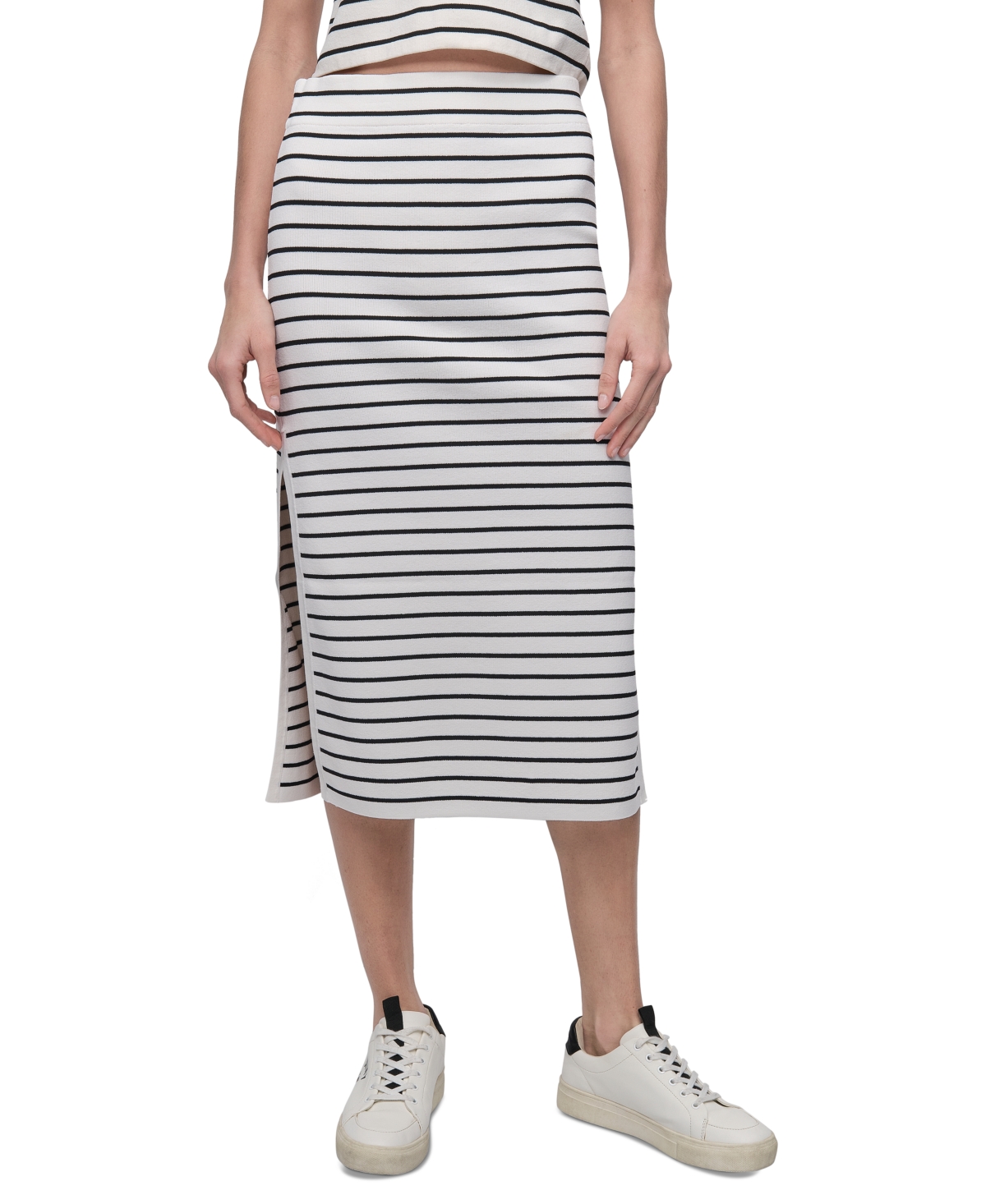 DKNY JEANS WOMEN'S STRIPED MIDI-LENGTH PENCIL SKIRT 