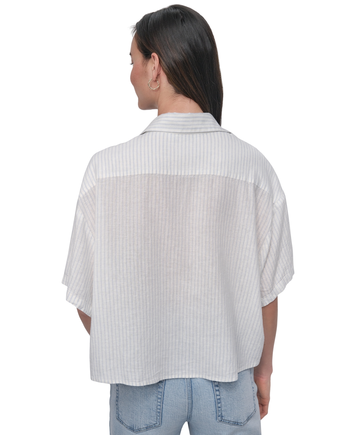 DKNY JEANS WOMEN'S OVERSIZED CROPPED SHIRT 