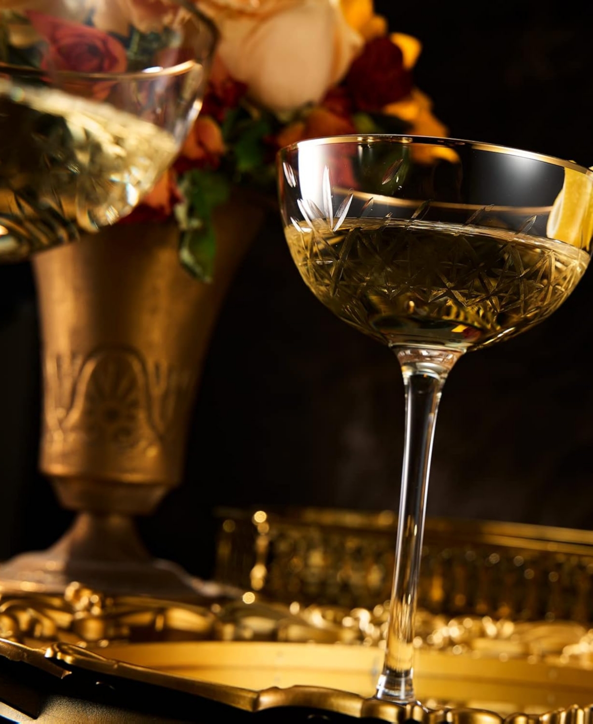 The Wine Savant Vintage Art Deco Coupe Glasses, Set Of 2 In Clear