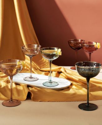 Vintage Art Deco Coupe Glasses, Set of 6