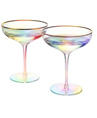 Gilded Rim Coupe Glasses, Set of 2