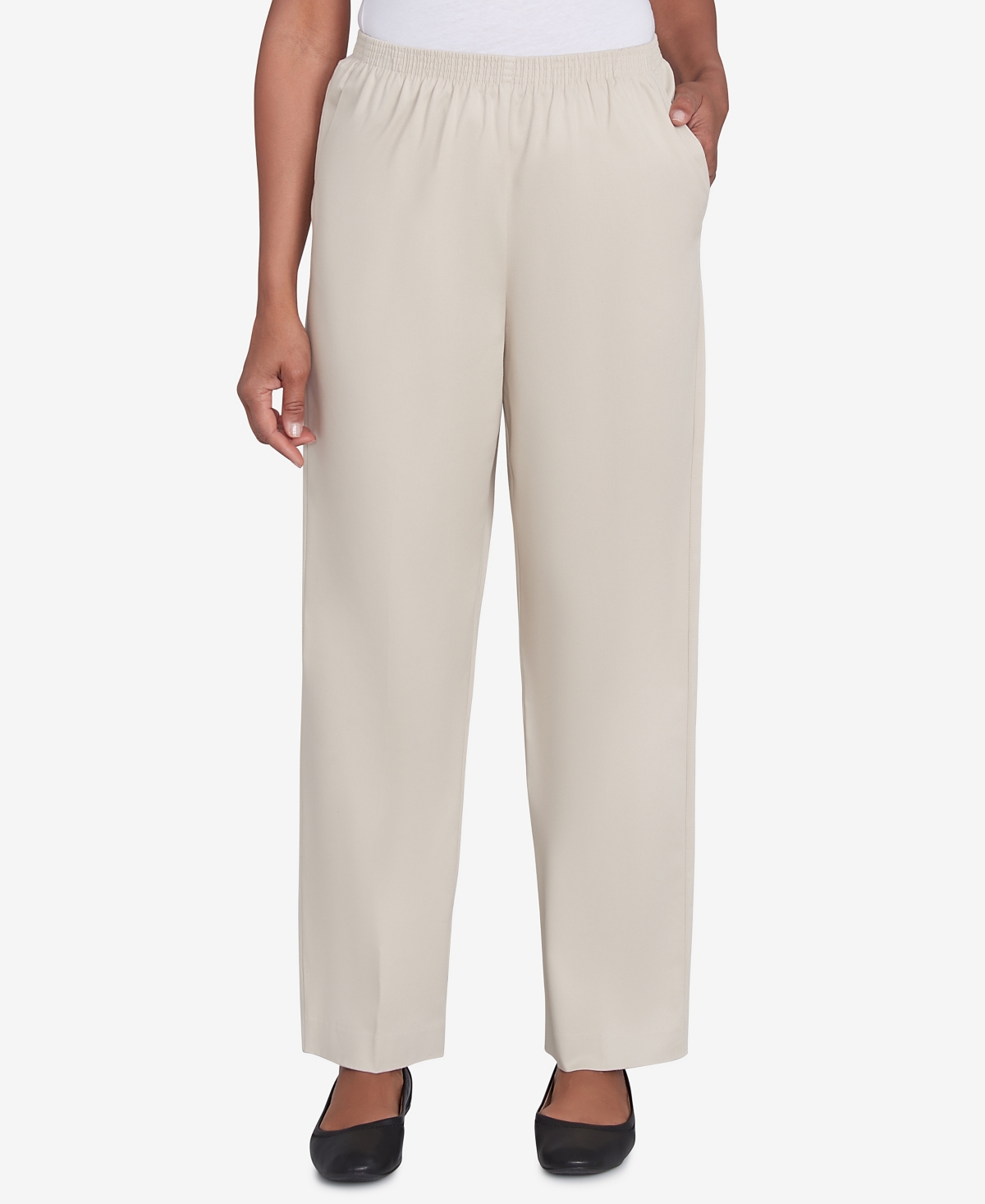 Alfred Dunner Petite Mid-rise Casual Pants In Neutral