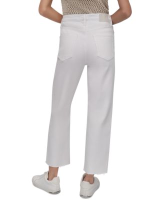 Women's High-Rise Classic Straight-Leg Raw-Hem Jeans