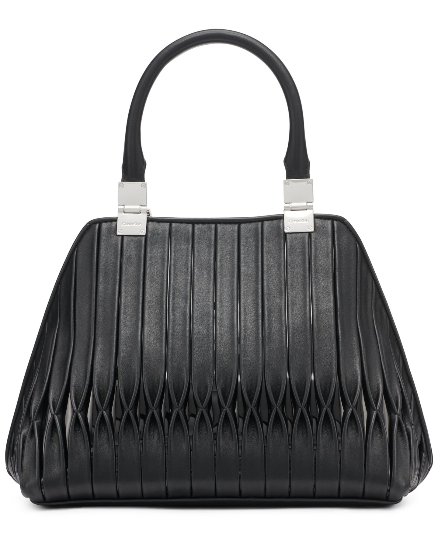Женская сумка Calvin Klein Granite Convertible Pleated Satchel, цвет: Чёрный / Серебристый — фото 2
